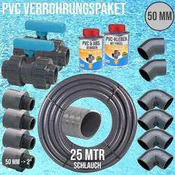 50 mm PVC Klebe Fittings Verrohrungspaket Pool Schwimmbad Schlauch FLEX (2) - 2..."
