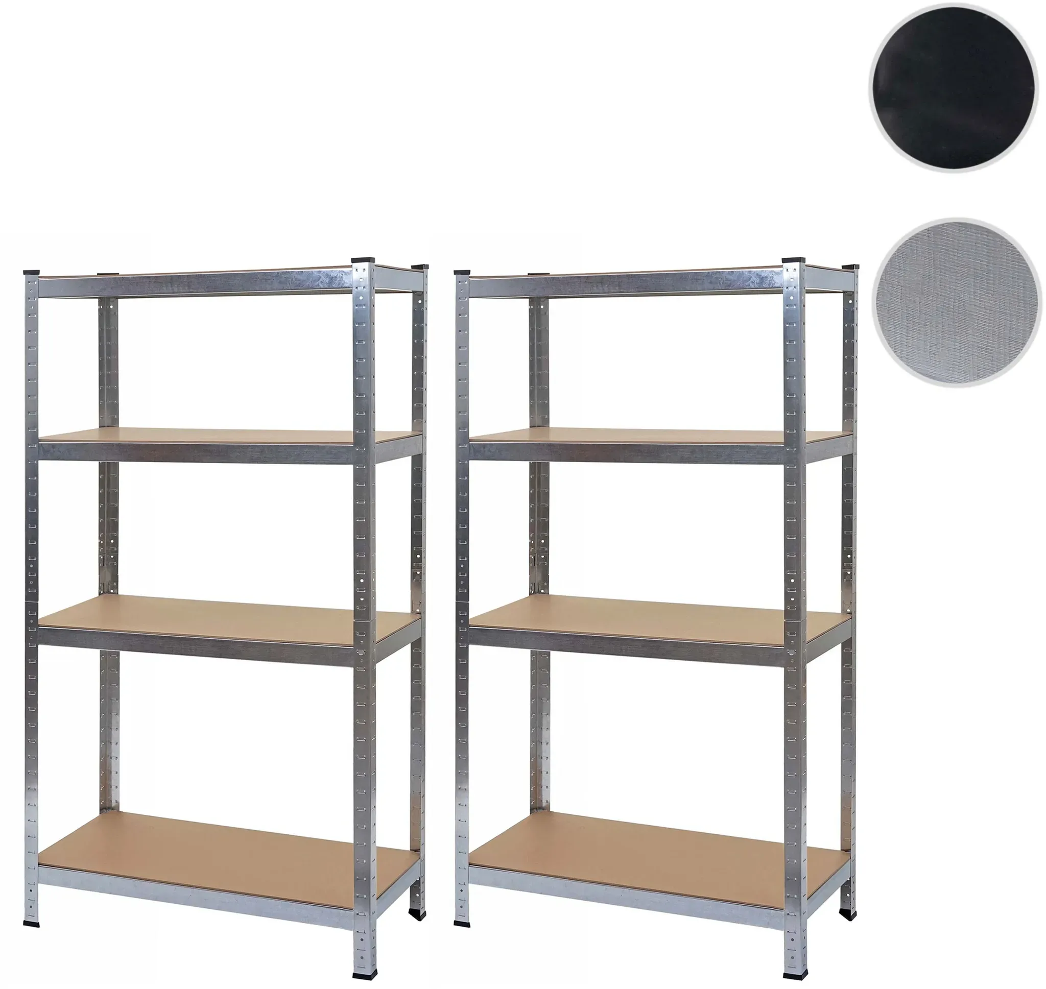 2er-Set Schwerlastregal HWC-D67, Werkstattregal Steckregal, 160x80x40cm, Traglast jeweils 320kg MVG ~ verzinkt
