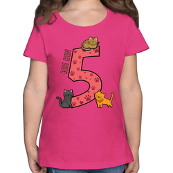 Shirtracer T-Shirt 5. Geburtstag Katzen - Geburtstag Geschenk Kinder - Mädchen Kinder T-Shirt Kindergeburtstag Geburtstagsgeschenk rosa 116 (5/6 Jahre)