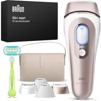 Braun Smart IPL Skin i·expert, Alternative zur Laserhaarentfernung für zu Hause, gratis App, Aufbewahrungsbox, Venus Rasierer, 4 Aufsätze für Gesicht & Körper, 1,5 Jahre seidig-glatte Haut, PL7387