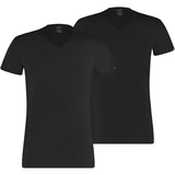 Puma Herren T-Shirt 2er Pack - Basic V-Neck, Vorteilspack, V-Ausschnitt, Kurzarm, uni Schwarz L