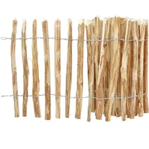 H4L Staketenzaun Holzzaun 120cm Höhe, Haselnuss, Zaun 5m Länge, Gartenzaun, 4-6cm Lattenabstand,