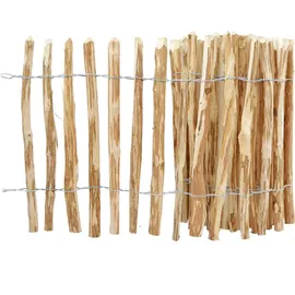 H4L Staketenzaun Holzzaun 120cm Höhe, Haselnuss, Zaun 5m Länge, Gartenzaun, 4-6cm Lattenabstand,