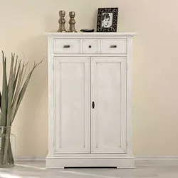 Vertiko Schrank Vertiko Kommode mit Drehtüren und Metallgriffen
