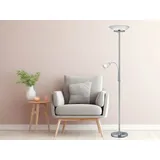 meineWunschleuchte Deckenfluter 180cm mit Leselampe 180cm 180cm Silber/Weiß