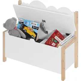 Woltu Kindersitzbank mit Stauraum, 2 in 1 Spielzeugkiste Aufbewahrungstruhe mit Rückenlehne, weiß