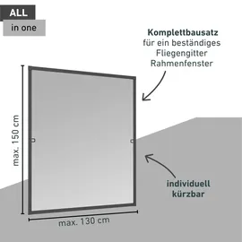 WINDHAGER Insektenschutz Plus Rahmen Fenster 100 x 150 cm Schwarz