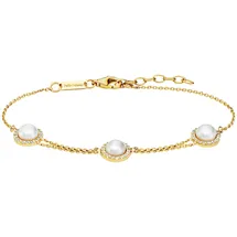 Julie Julsen Armband 925/- Sterling Silber vergoldet Perle und Zirkonia gelb 19 cm