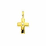 Adelia ́s Kettenanhänger Kreuzanhänger 333 Gold (8K) mit Zirkonia, Goldanhänger Kreuz goldfarben