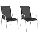 vidaXL Stapelbare Gartenstühle 2 Stk. Stahl und Textilene Schwarz