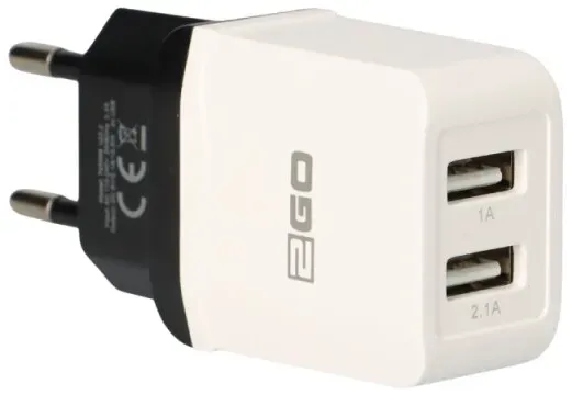 2Go Netz-Ladegerät USB Duo weiß Max 2,1A Strom Verteilung