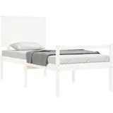 Seniorenbett mit Kopfteil Weiß Massivholz - Weiß