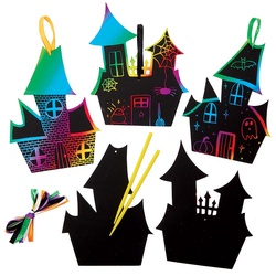Kratzkunst Dekorationen "Spukhaus" (pro Set 10) Halloween-Basteleien