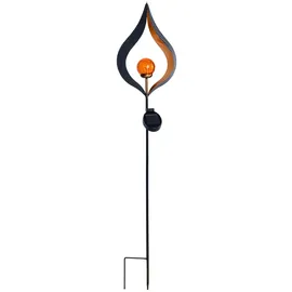 ETC Shop Solarleuchte Flamme Metall Glas H 93 cm 3er Set gelb