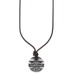 Kette mit Anhänger HECHTER PARIS "Schmuck Geschenk Silber 925 Halsschmuck Halskette Lederbandkette", bunt (silberfarben, schwarz, braun), Halsketten, Herren, Silber 925 (Sterlingsilber)-Leder, L: 55cm, Silber 925 (Sterlingsilber), Leder