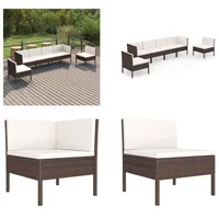 vidaXL 6 tlg. Garten Lounge Set mit Auflagen Poly Rattan Braun - Garten-Sofagarnitur - Garten-Sofagarnituren - Gartensofa-Set - Gartensofa-Sets - Braun