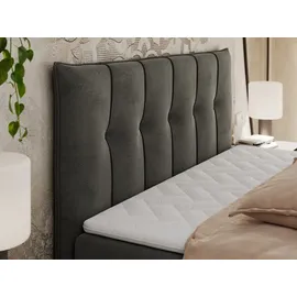 MKS Meble Boxspringbett 160x200 cm mit Bettkasten und Matratze H3, Bett mit Topper T25, Polsterbett Doppelbett mit Stauraum - Premium 10 - Dunkelgrau