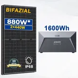 880W Bifaziale Module mit Solarspeicher 1,6kWh Anker SOLIX Solarbank E1600 Speicher für Photovoltaik Balkonkraftwerk