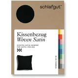 schlafgut Kissenbezug 80x80 cm off-black Woven Satin Bettwäsche