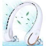 Nackenventilator, Tragbarer, Flügelloser Nackenventilator, 3 Geschwindigkeiten Einstellbar, Per Usb Wiederaufladbarer Freisprechventilator, Weiß