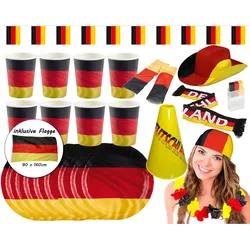 Amscan - Großes Deutschland Fan-Set (26-teilig) EM WM anfeuern schwarz rot gold Fußallparty