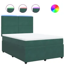 vidaXL Boxspringbett 140 x 200 cm Dunkelgrün