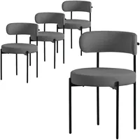 ML-Design Esszimmerstühle 4er Set Küchenstuhl aus Teddystoff Grau