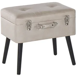 Hocker mit Stauraum Kunstleder beige Koffer-Design MALLARD