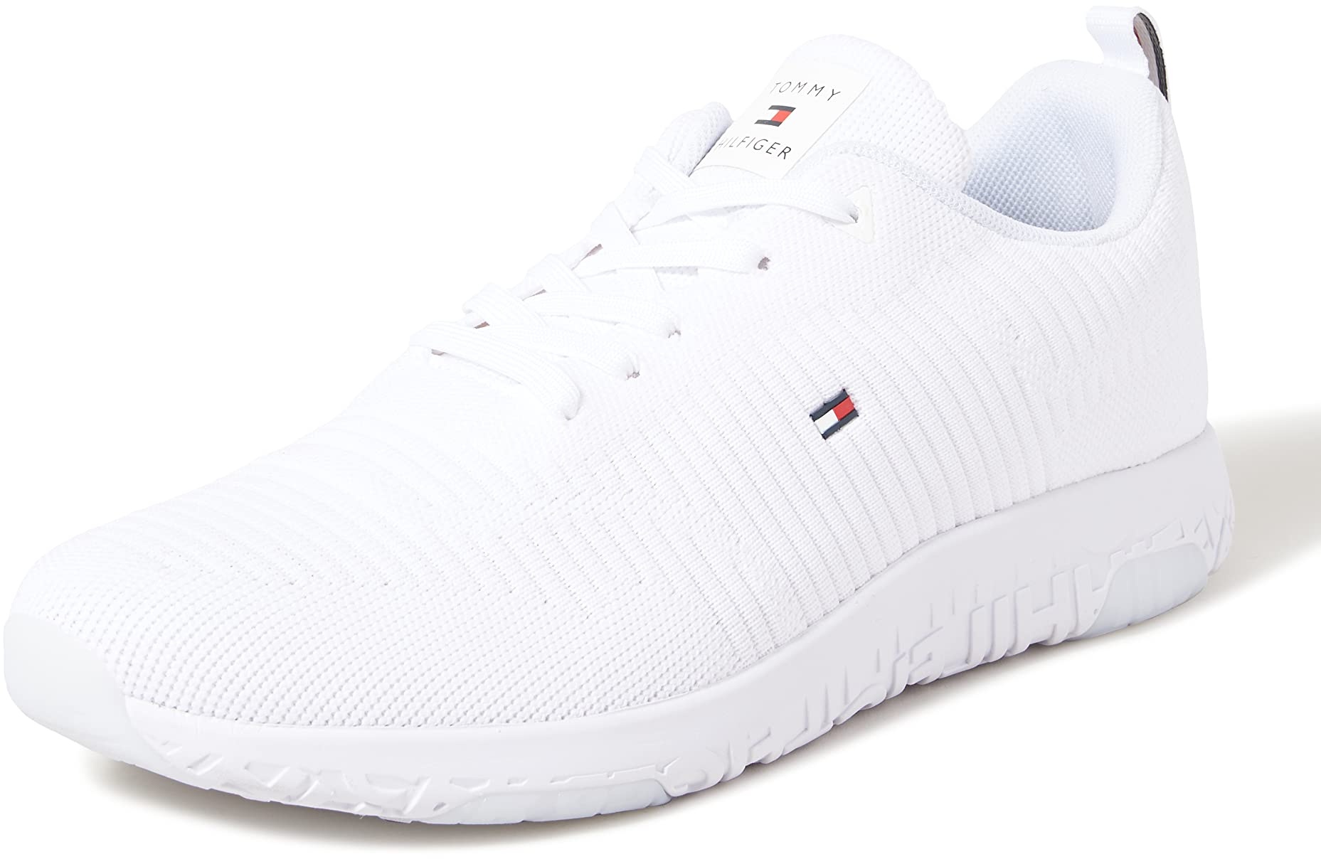Tommy Hilfiger Herren Runner Sneaker Corporate Knit Rib Runner Sportschuhe, Weiß (White), 46 EU