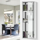 kleankin Medizinschrank Arzneischrank mit Schloss 3 Fächer Mattglas Edelstahl