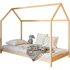 Kids Collective Hausbett 90 x 200 cm Kiefer massiv braun