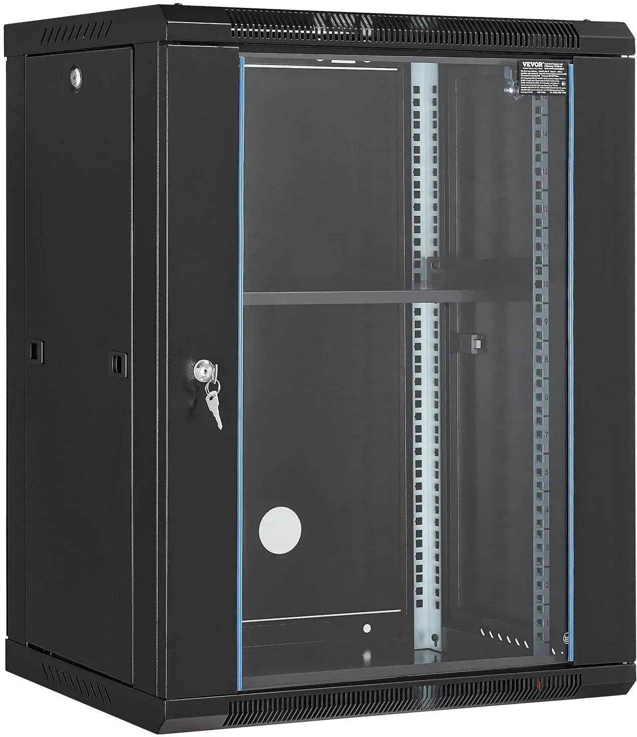 VEVOR 15U Netzwerkschrank Serverschrank 457,2mm Wandgehäuse Server Rack Schwarz