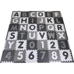 Knorrtoys® Puzzle Alphabet + Zahlen, grau-weiß, Puzzleteile, Puzzlematte, Bodenpuzzle grau