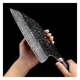 Wakoli EBO Damast Chinesisches Kochmesser I 20 cm Klinge I schwarzer Eichenholzgriff