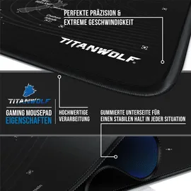 Titanwolf Gaming Mauspad XXL Weltkarte Schwarz