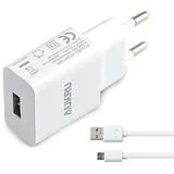 Aukru 2 in 1 Netzteil 5V 2A USB Ladegerät Universal USB Ladeadapter Steckernetzteil mit Typ C Kabel für Samsung Galaxy S8, Sony Xperia, HTC, Nexus 6P/5X, LG G5, Nokia, Huawei P9/P10, OnePlus 3