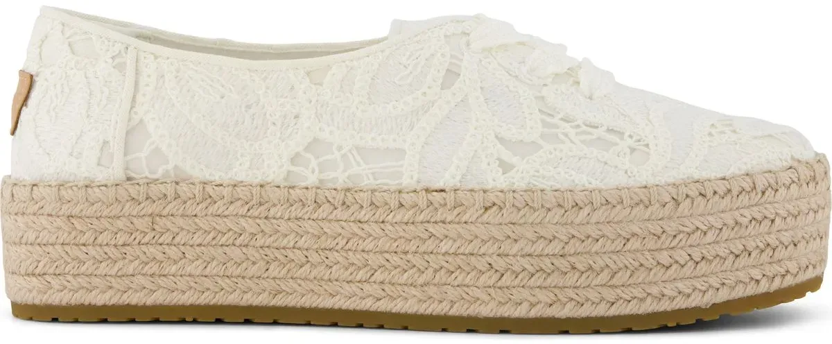 Toms Valencia Lace UP egret floral crochet 36