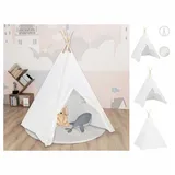 vidaXL Kinder Tipi-Zelt mit Tasche Pfirsichhaut Weiß 120x120x150 cm