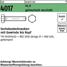 Bufab Sechskantschraube ISO 4017 VG M30 x 80 10,9 galvanisch verzinkt 1 Stück