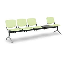 Wartezimmerbank, Traversenbank SMILE aus Kunststoff, 4-Sitzplätze + Tisch, grün
