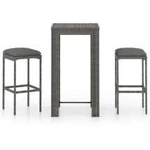 vidaXL Polyrattan Garten-Essgruppe 3-tlg. grau inkl. Kissen 3064776