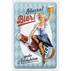 Blechschild Hurra! Bier!