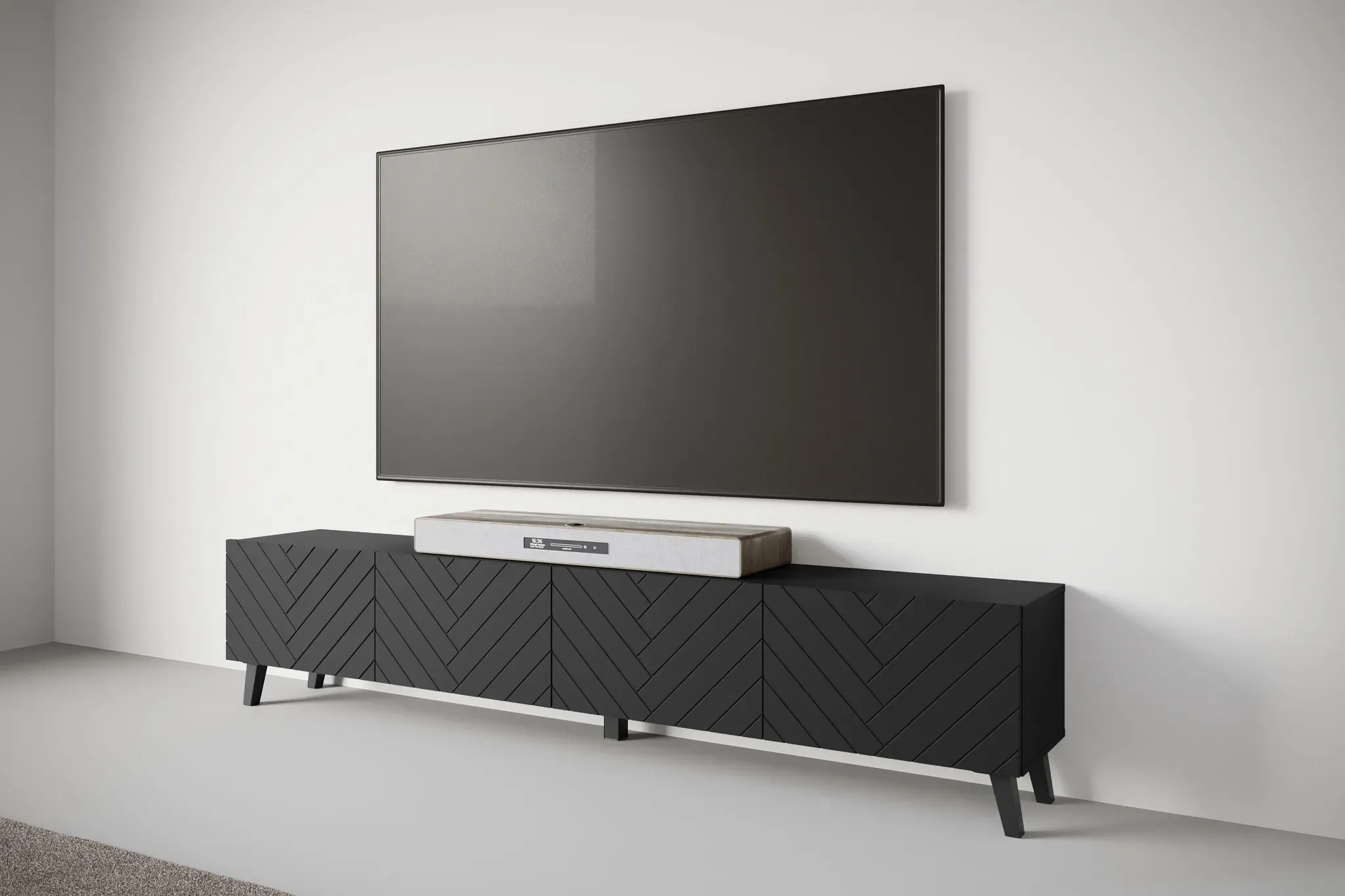 Lowboard INOSIGN "LOWBOARD PHUKET" Sideboards Gr. B/H/T: 190cm x 39cm x 32cm, schwarz (graphite matt, graphite matt mdf) TV-Board mit Strukturfront, grifflose Breite 190 cm