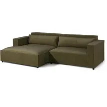 Livora Ecksofa Ottomane links Cord Velours 266x150x80 grün FINN