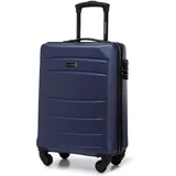 WITTCHEN Globe Line Reisekoffer Handgepäck Kabinengepäck Trolley Hartschale aus ABS mit 4 Rollen Zahlenschloss Teleskopgriff | Größe S | Dunkelblau Lufthansa/Eurowings/Ryanair/Condor/Discover Airlines
