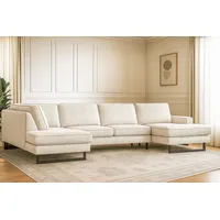 Wohnlandschaft HOME AFFAIRE "Pinto, 350 cm, U-Form, XXL, mit Ottomanen", beige (cream), B:350cm H:85cm T:206cm, 92% Polyester, 8% Nylon, Sofas, Wohnlandschaft, Cord, Chenille, Lederoptik, mit Keder, Metallfüße, Wellenunterfederung