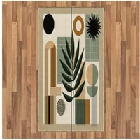 Teppich Flachgewebe Deko-Teppiche für das Wohn-,Schlaf-, und Essenszimmer, Abakuhaus, rechteckig, Monstera Mid Century Boho Natur beige|grün 80 cm x 150 cm
