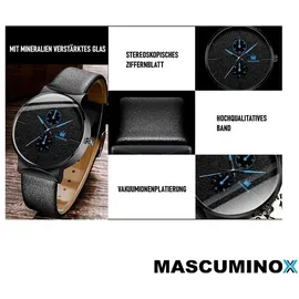 MAVURA MASCUMINOX Armbanduhr Armband Set Herren Elegant Luxus Business Uhr Geschenk