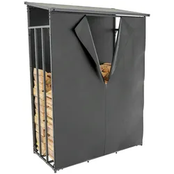 DELUKE® Kaminholzregal aussen mit Abdeckung HEOD für Feuerholz Brennholzregal aussen Kaminholzunterstand Kaminholzständer 70x130x185, Stahl, Mit Plane