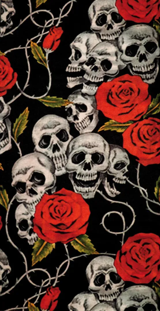Modeka Skulls Roses Multifunktionstuch, schwarz-rot
